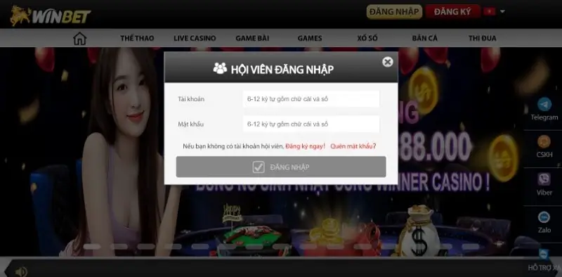 Điền thông tin đăng nhập đã tạo từ trước